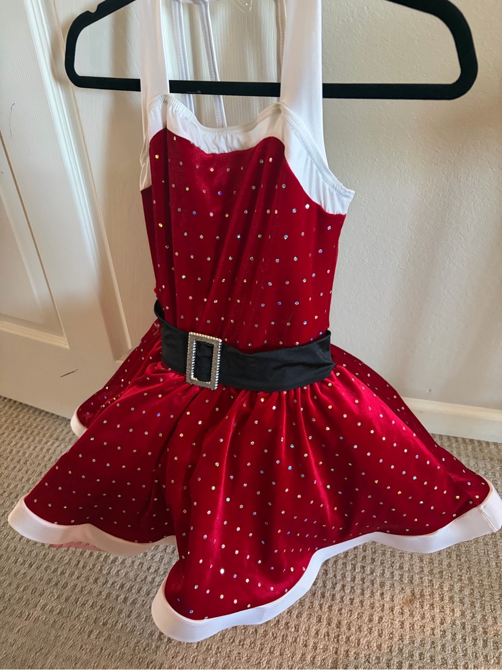 Red Sparkle Holiday Dress Costume with Belt